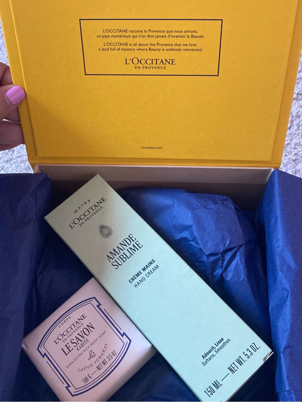 Box Set of L’Occitane Almond Hand Cream & L’Occitane Le Savon Shea Extract Rich